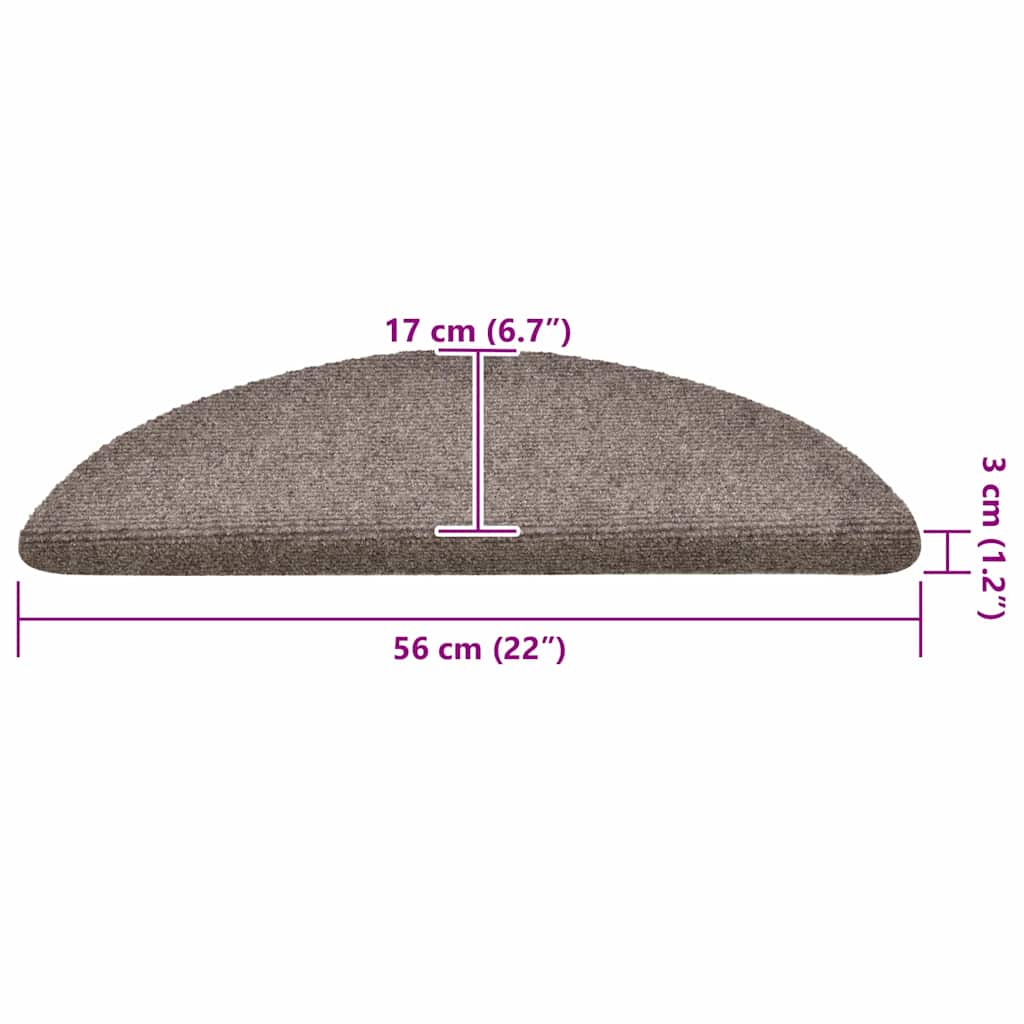 Stair Mats Self-adhesive 30 pcs 56x17x3 cm Beige Half Round