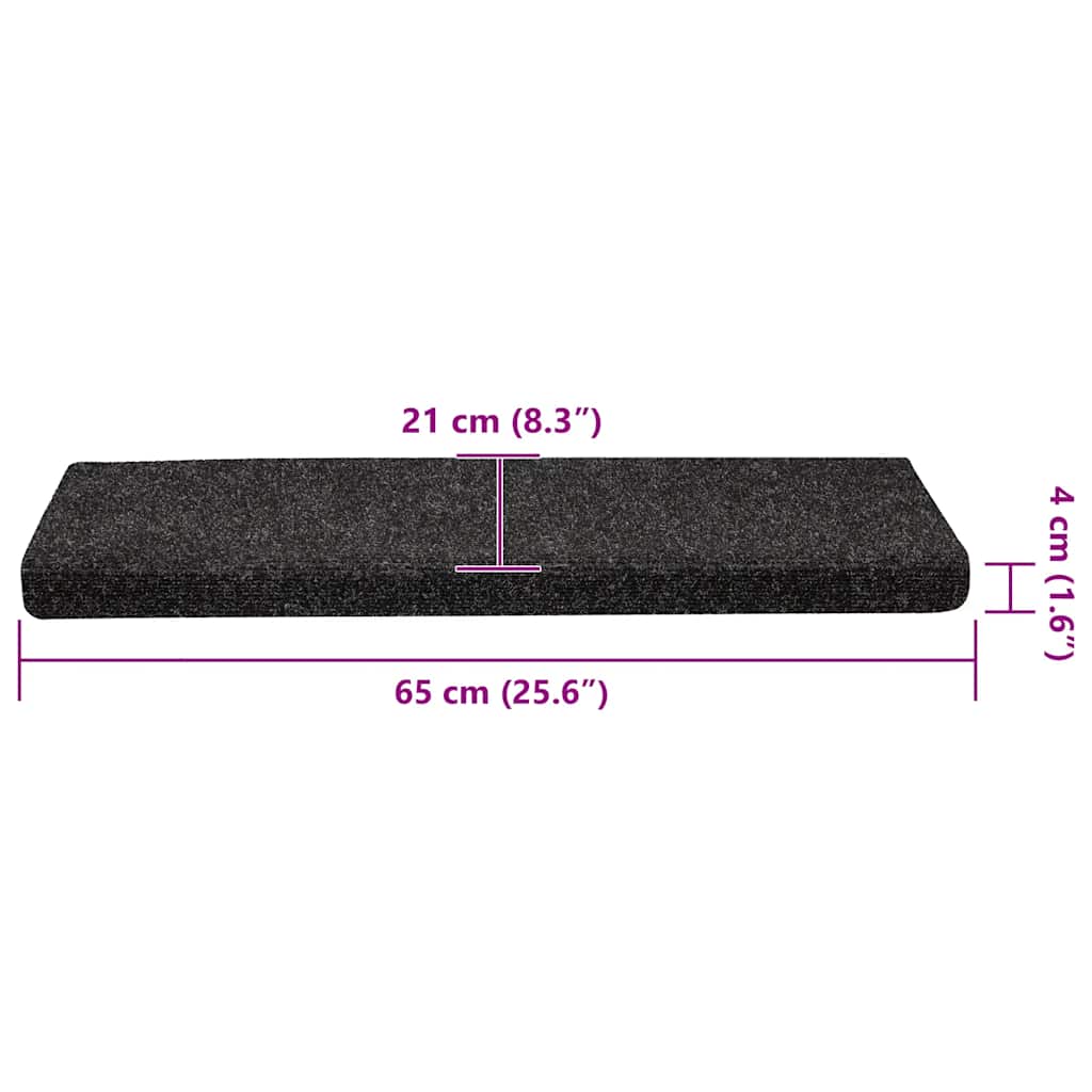 Stair Mats Self-adhesive 30 pcs 65x21x4 cm Black Rectangular Edge