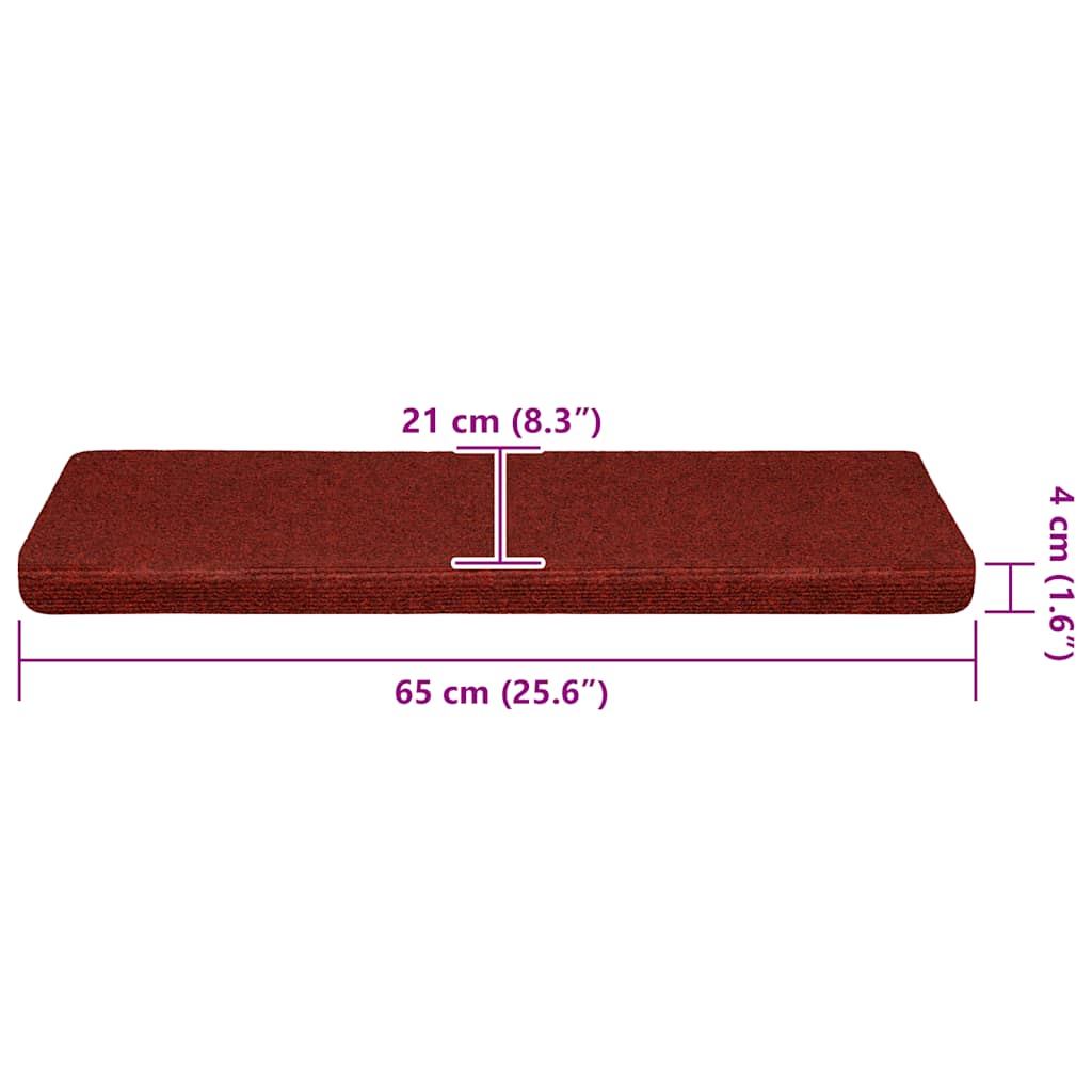 Stair Mats Self-adhesive 30 pcs 65x21x4 cm Bordeaux Red