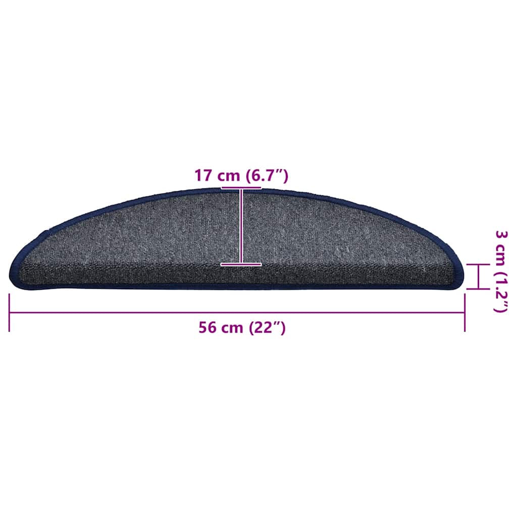 Stair Mats 30 pcs 56x17x3 cm Dark Grey and Blue Half Round