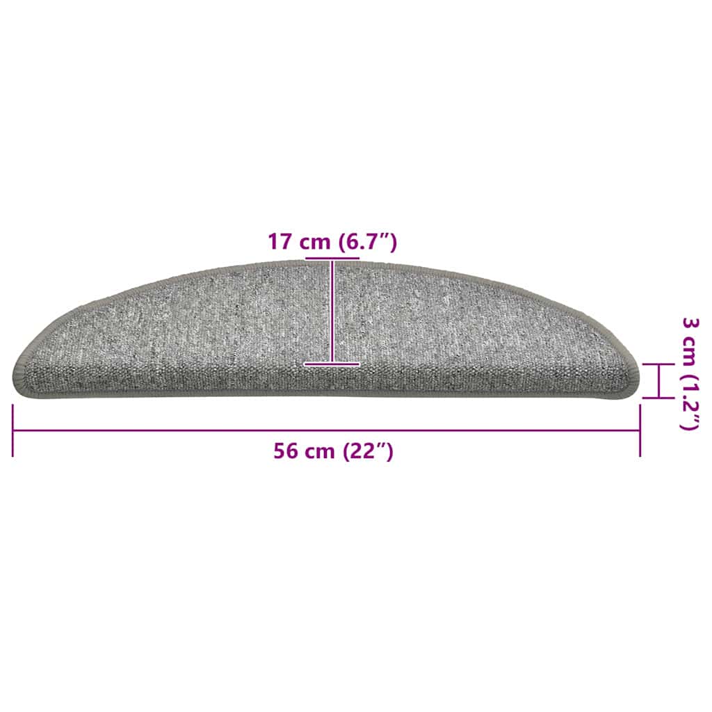 Stair Mats 30 pcs 56x17x3 cm Light Grey Half Round