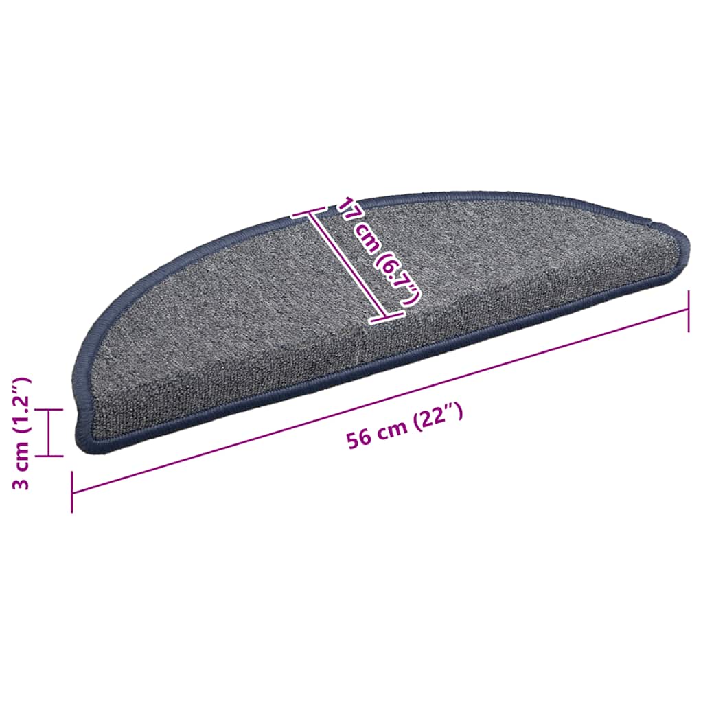 Stair Mats 30 pcs 56x17x3 cm Light Grey and Blue Half Round
