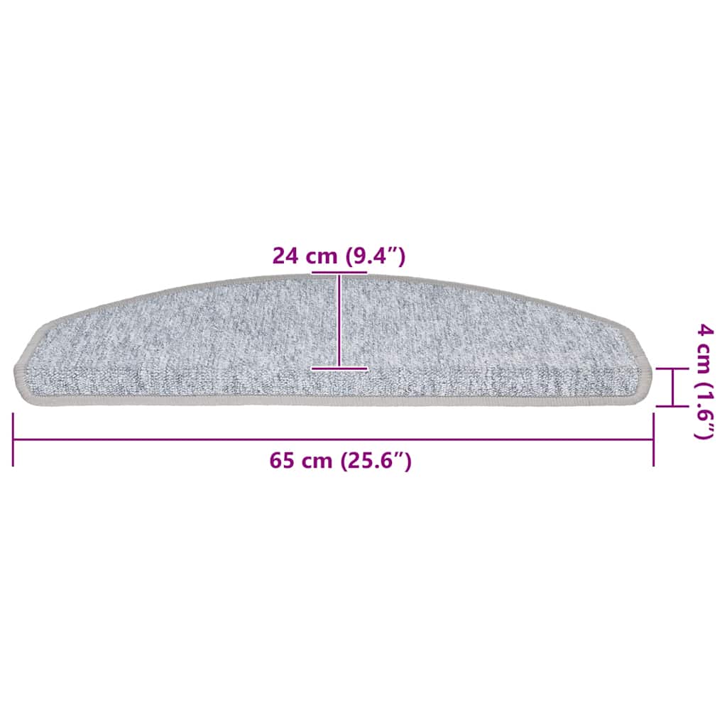 Stair Mats 30 pcs 65x24x4 cm Light Grey Half Round Large