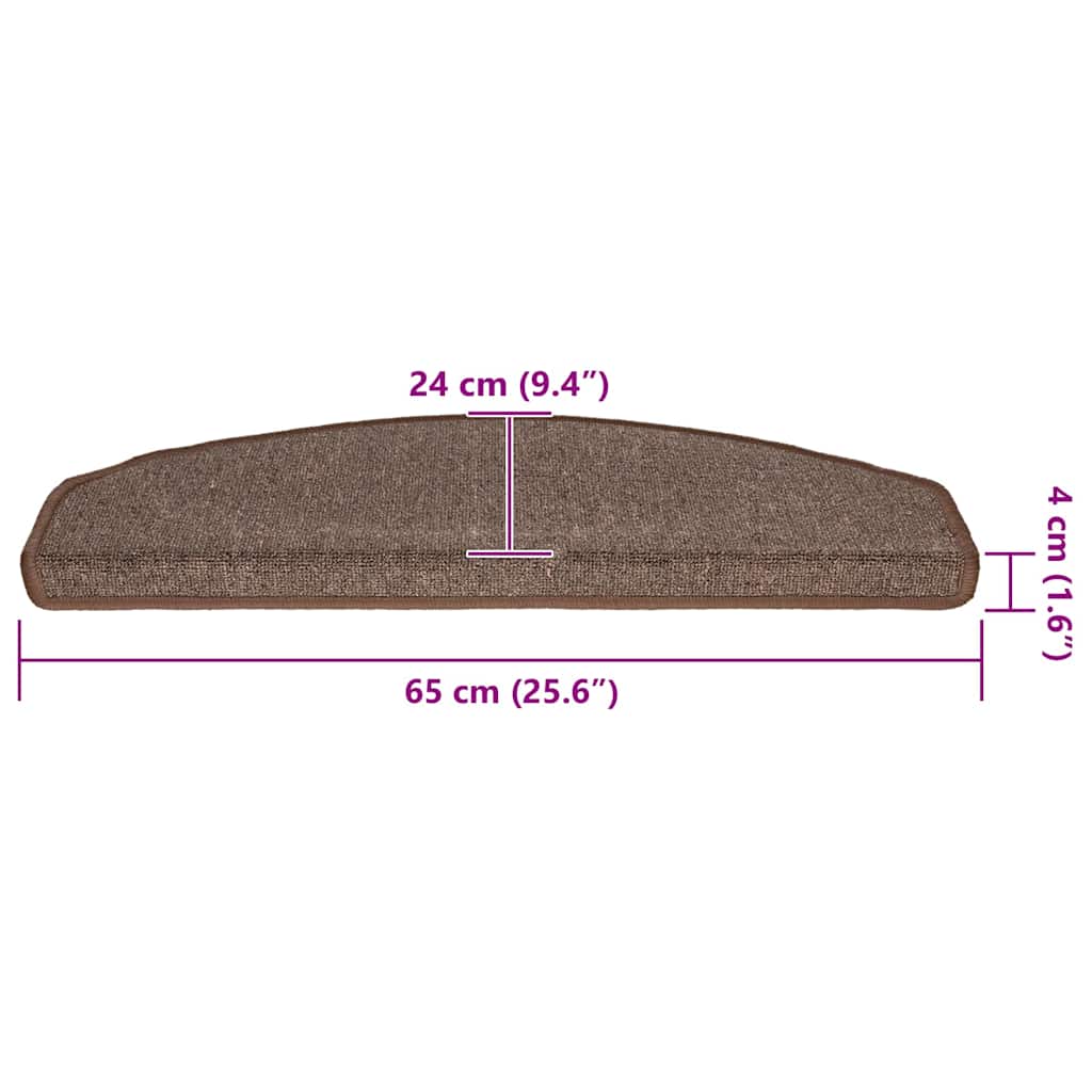Stair Mats 30 pcs 65x24x4 cm Coffee Brown Half Round Large