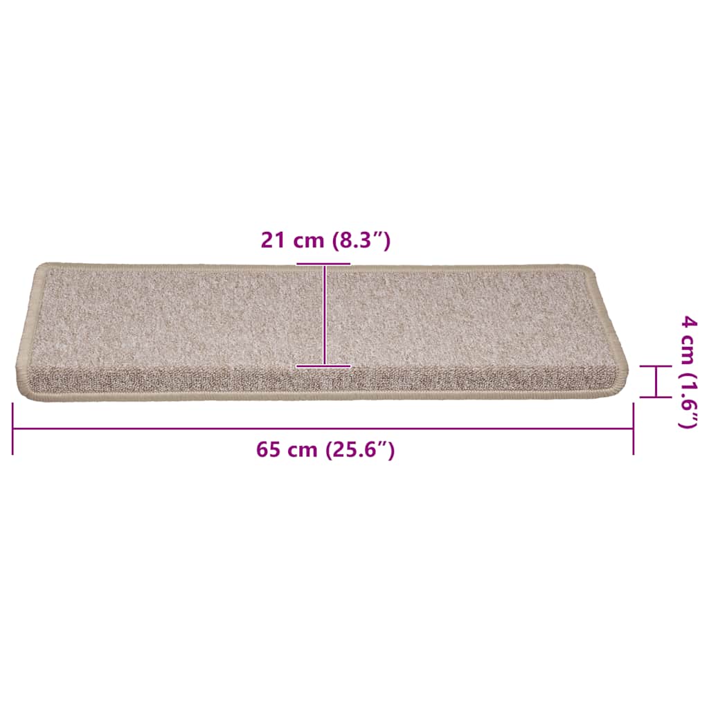 Stair Mats 30 pcs 65x21x4 cm Taupe Rectangular Edge