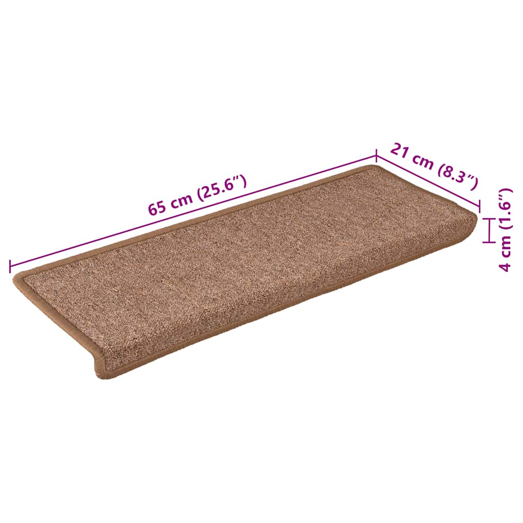 Stair Mats 30 pcs 65x21x4 cm Brown Rectangular Edge