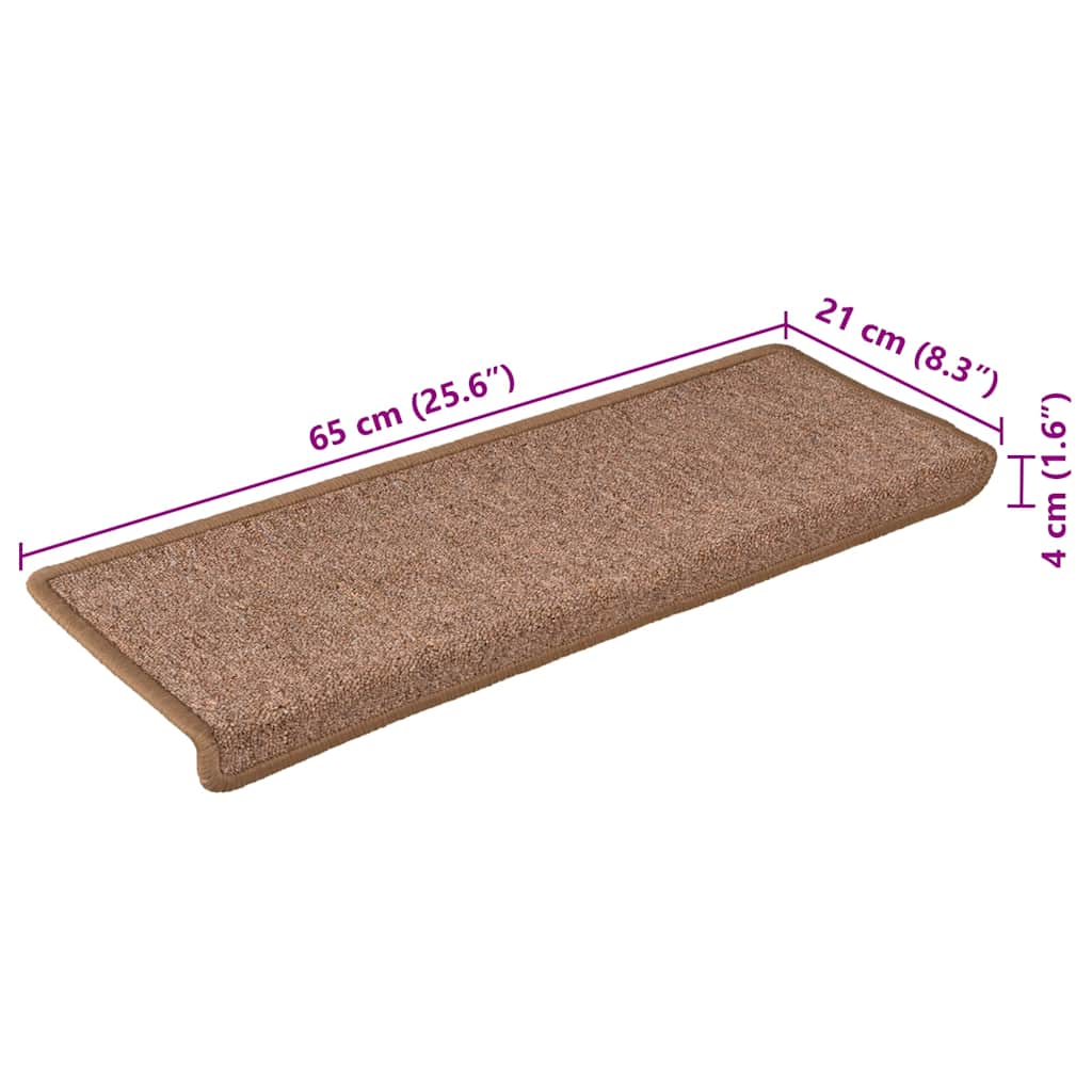 Stair Mats 30 pcs 65x21x4 cm Brown Rectangular Edge