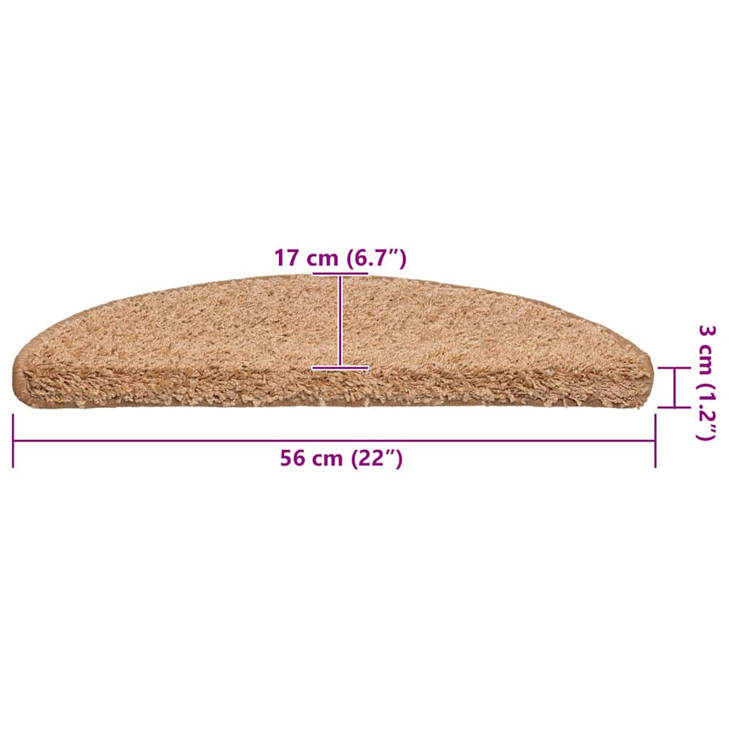 Stair Mats 30 pcs 56x17x3 cm Beige Half Round