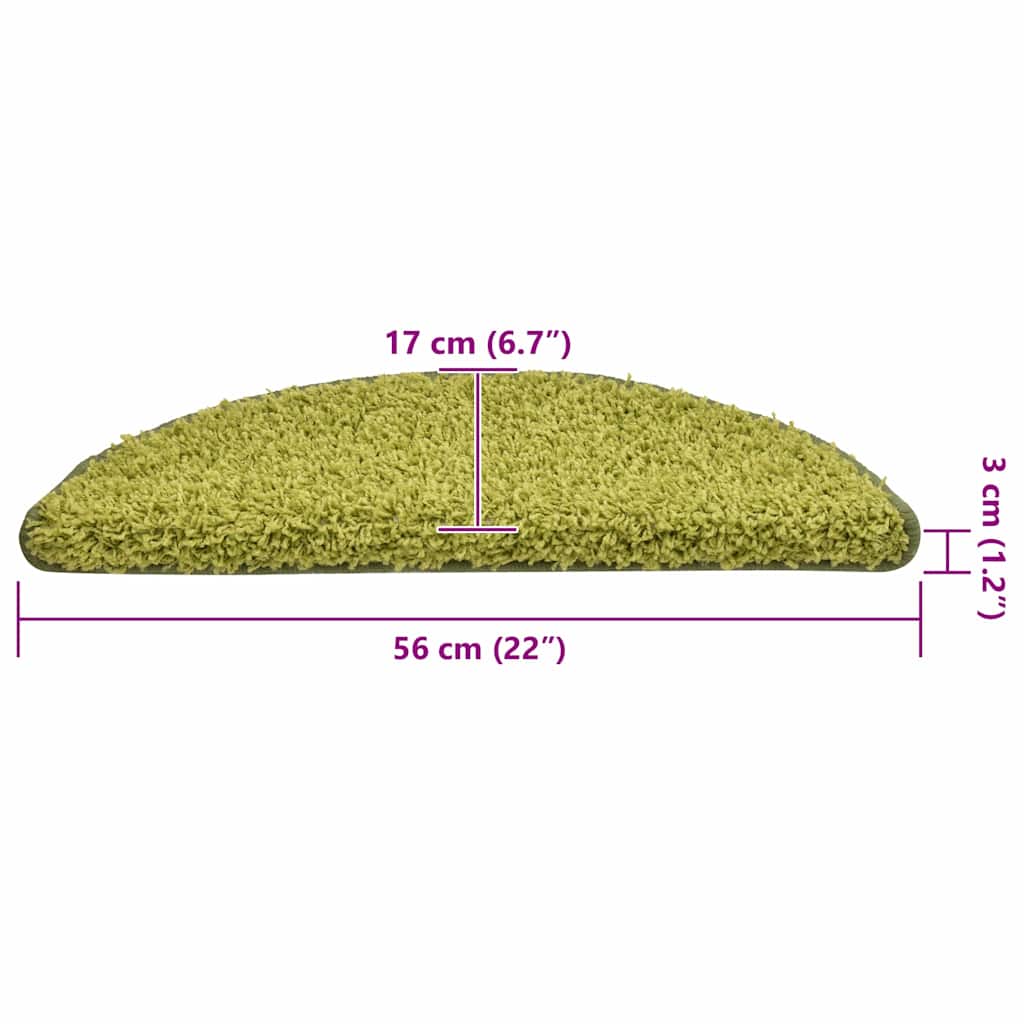 Stair Mats 30 pcs 56x17x3 cm Green Half Round