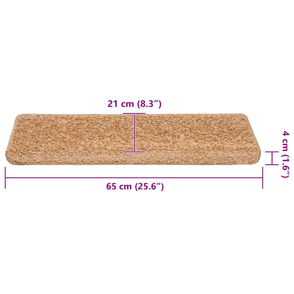 Stair Mats 30 pcs 65x21x4 cm Beige Rectangular Edge