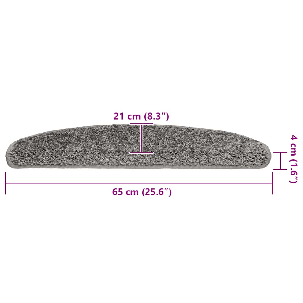 Stair Mats 20 pcs 65x21x4 cm Grey Half Round Large