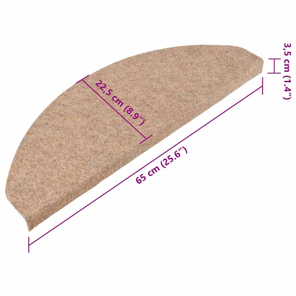 Stair Mats Self-adhesive 20 pcs Beige 65x22,5x3,5 cm