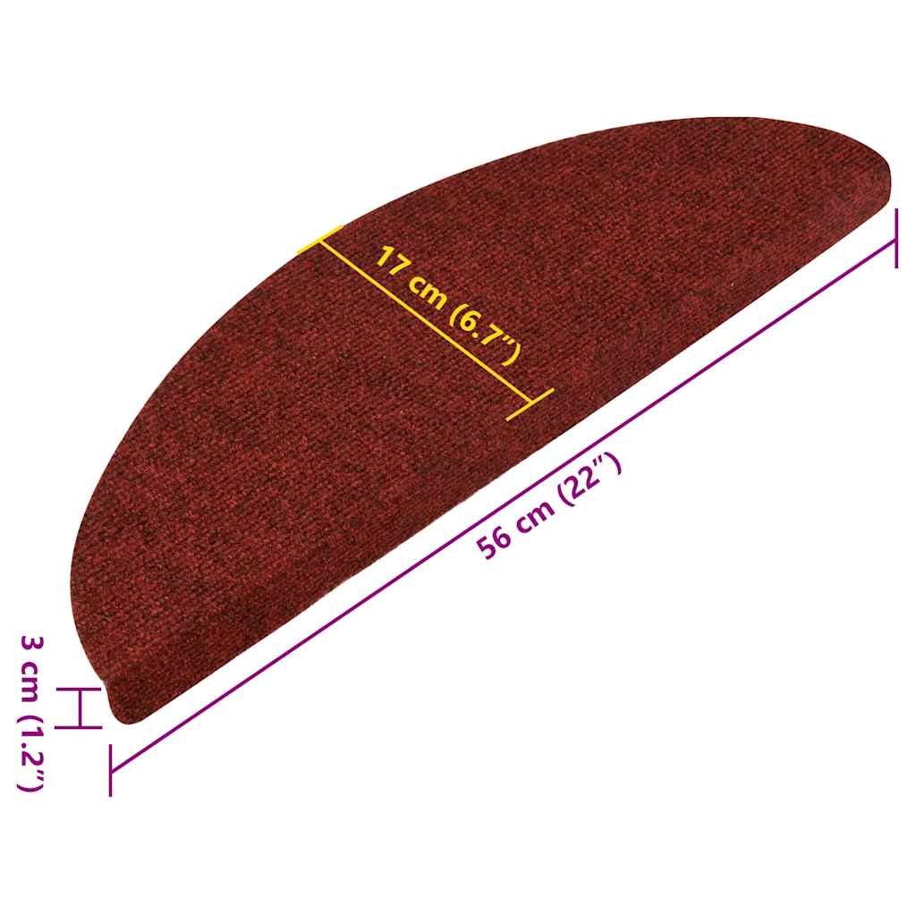 Stair Mats Self-adhesive 30 pcs Red 56x17x3 cm