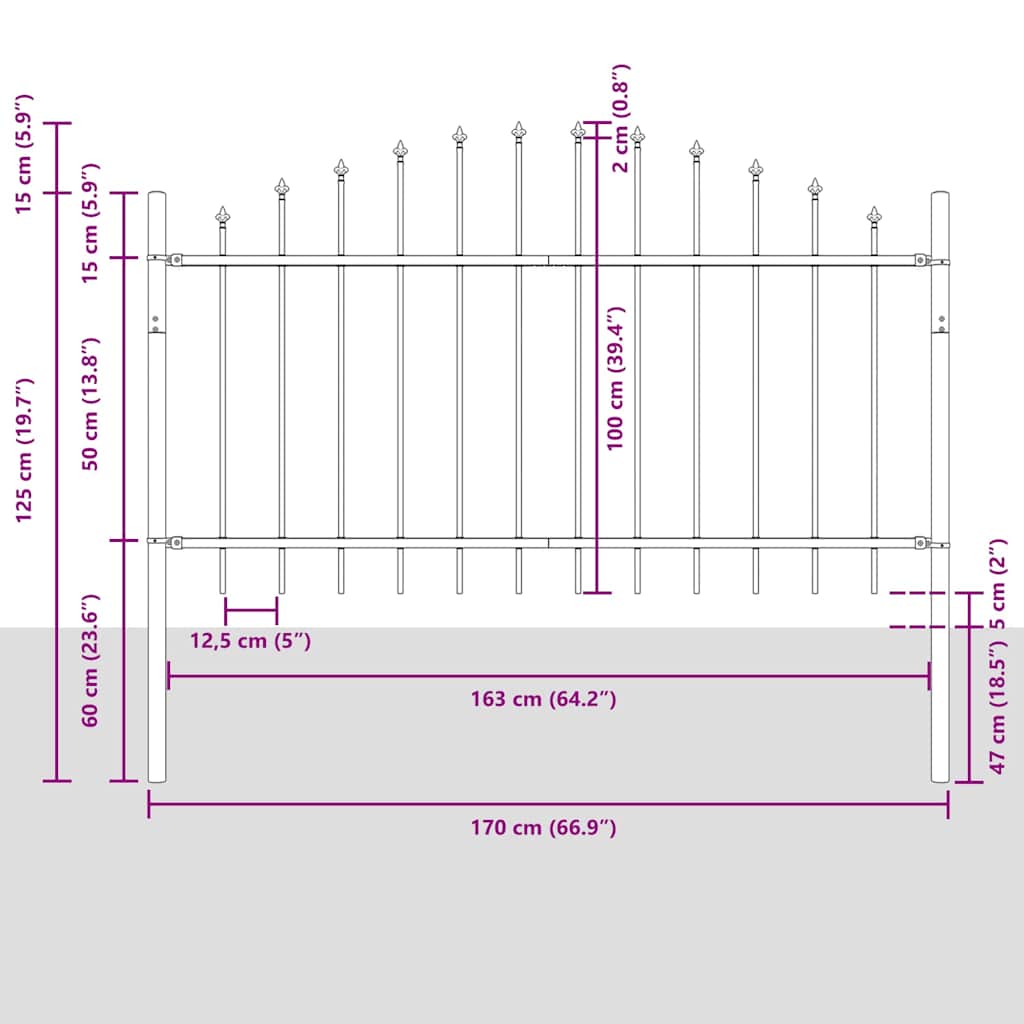 Garden Fence 8 pcs White 170 x 140 cm Powder-Coated Steel