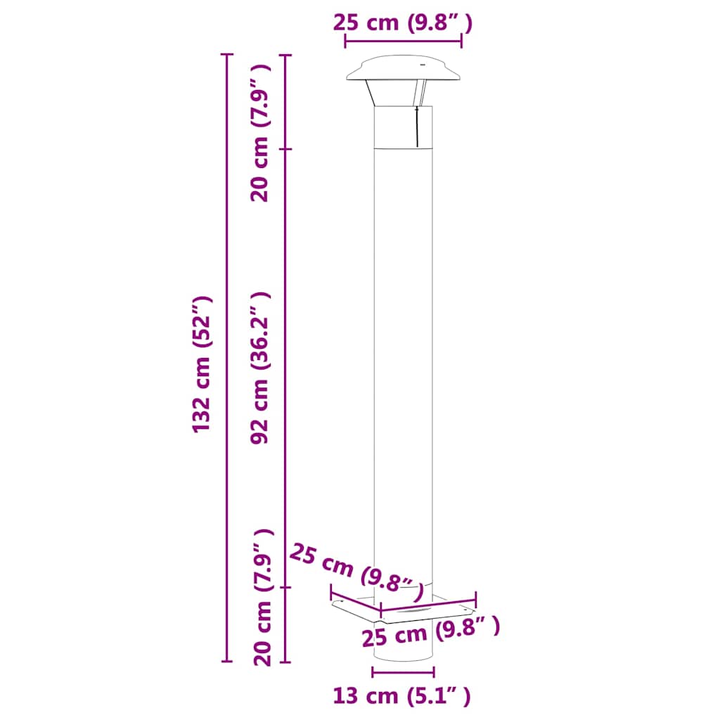 Chimney Extension Silver 25 x 25 x 132 cm Stainless steel