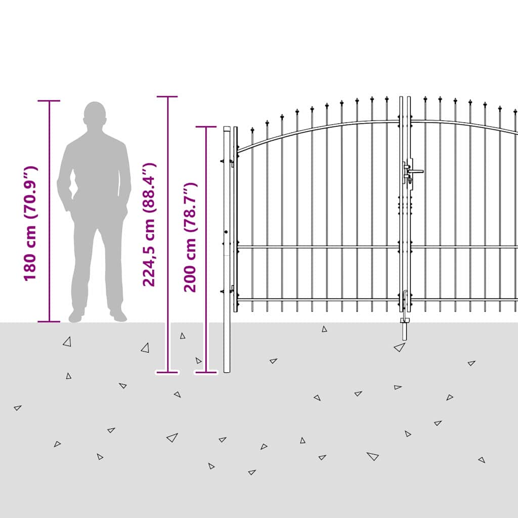 Double Gate with Lock Woerden Grey 299.5 x 224.5 cm Steel