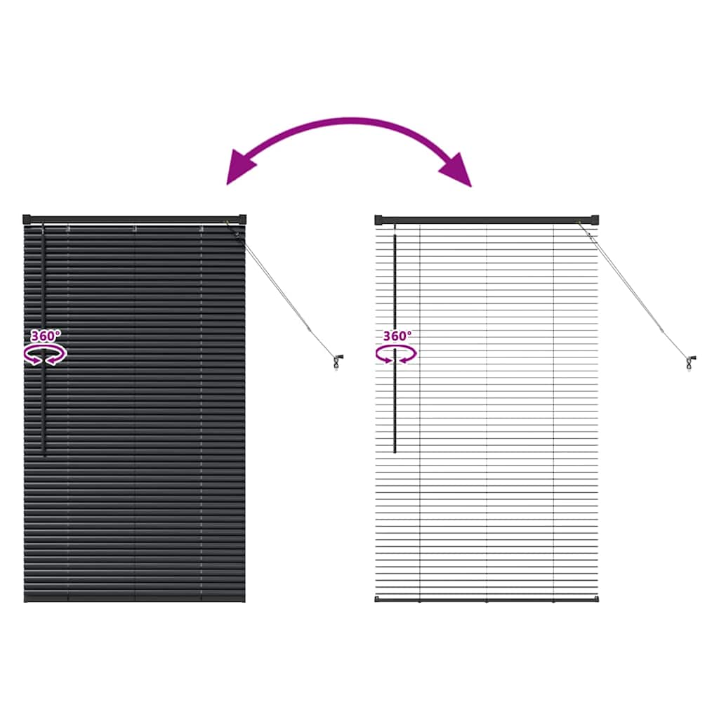 Venetian Blinds Height Adjustable Black 130 x 80 cm Aluminium