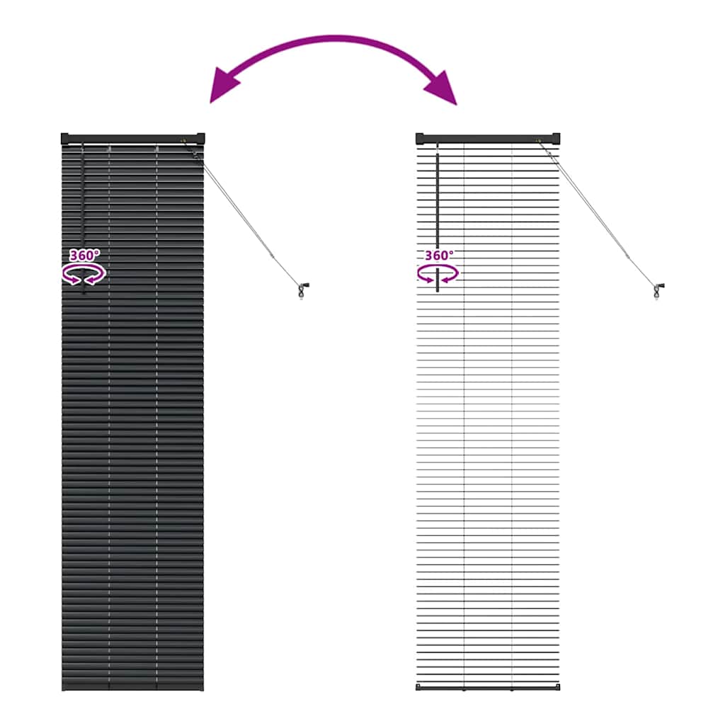 Venetian Blinds Height Adjustable Black 175 x 40 cm Aluminium