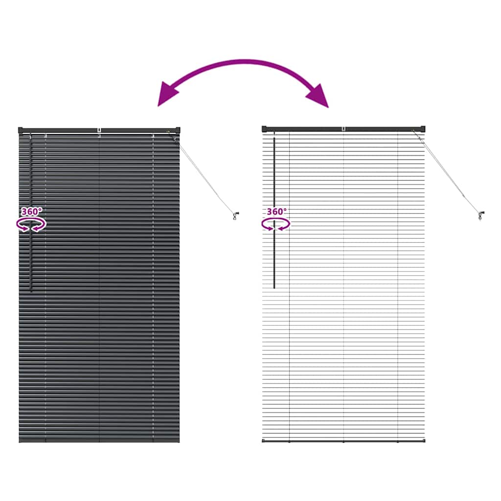 Venetian Blinds Height Adjustable Black 175 x 95 cm Aluminium
