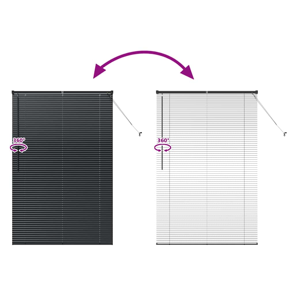 Venetian Blinds Height Adjustable Black 175 x 110 cm Aluminium