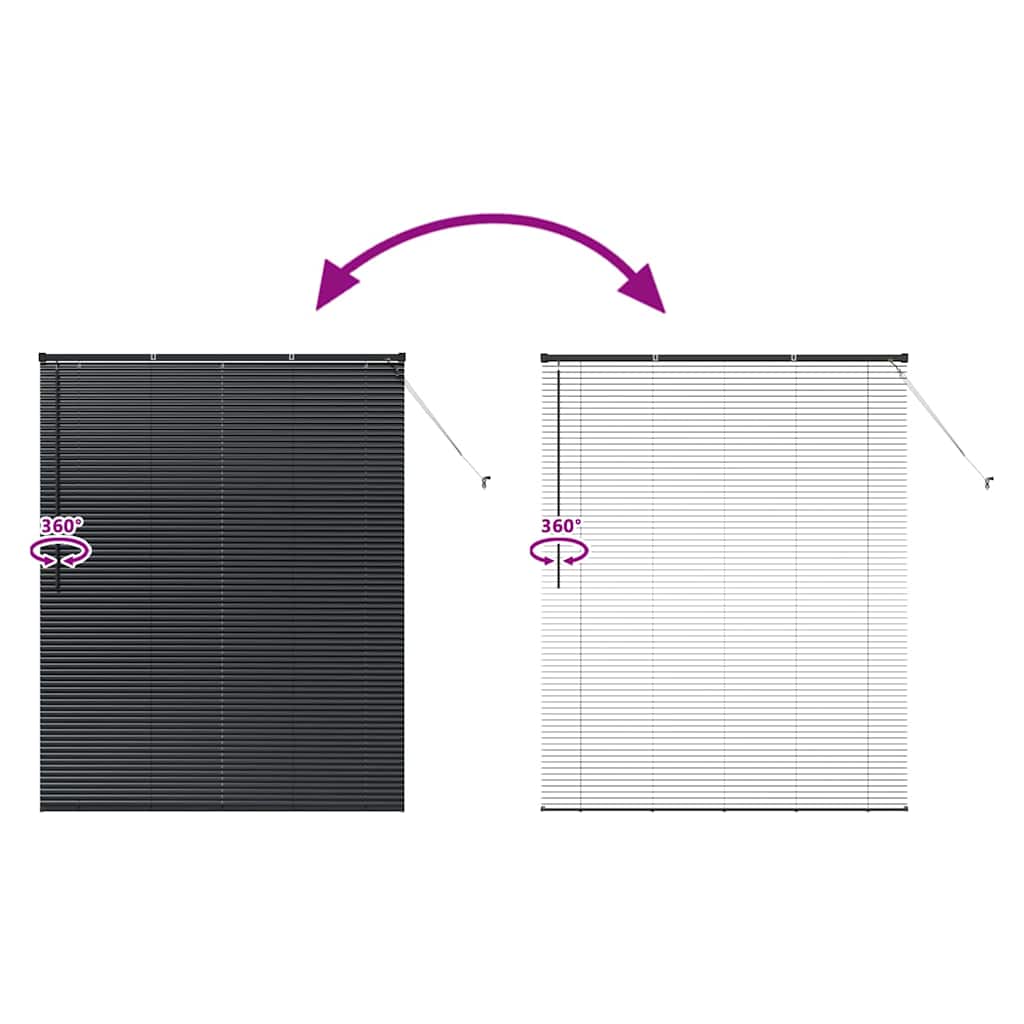 Venetian Blinds Height Adjustable Black 175 x 140 cm Aluminium