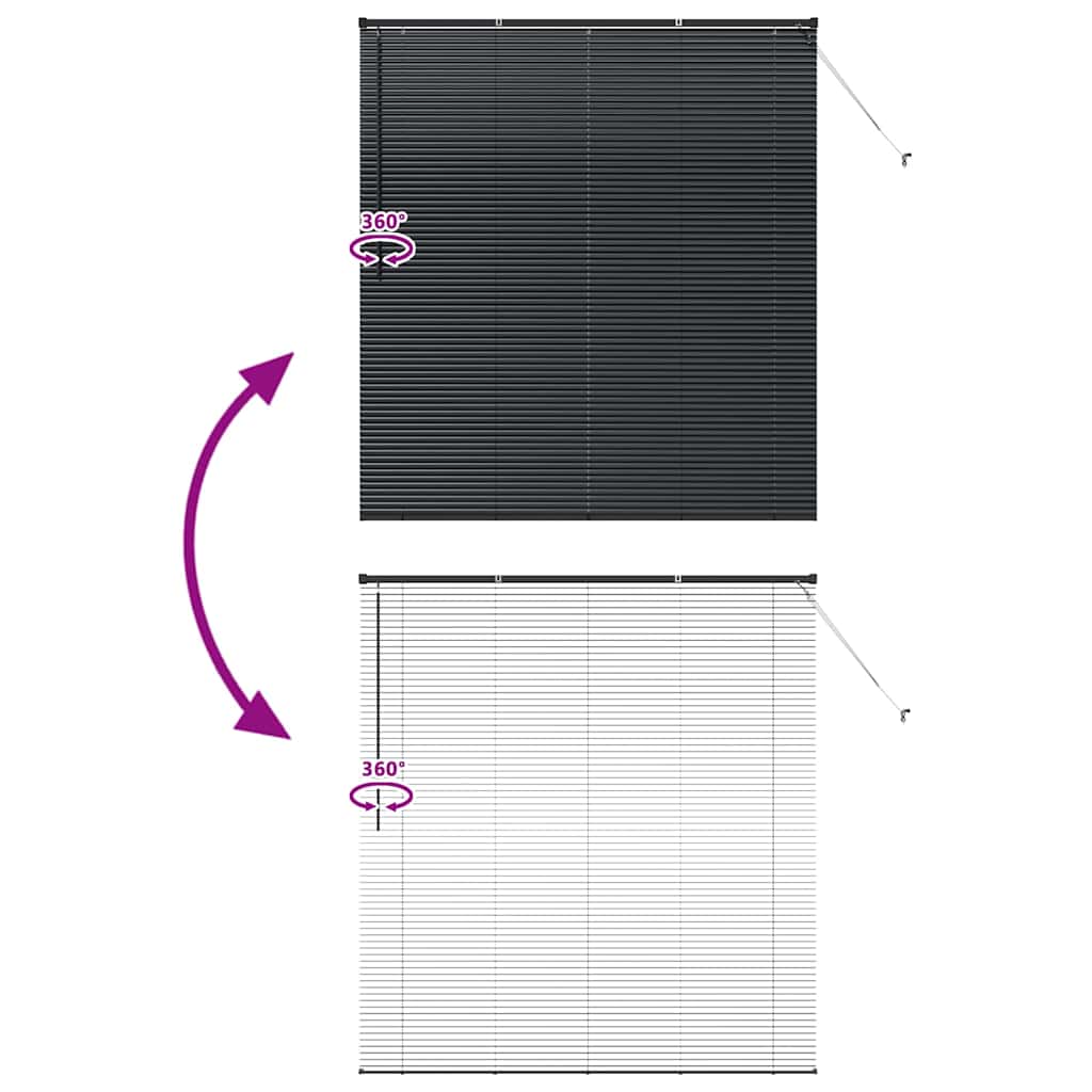 Venetian Blinds Height Adjustable Black 175 x 155 cm Aluminium