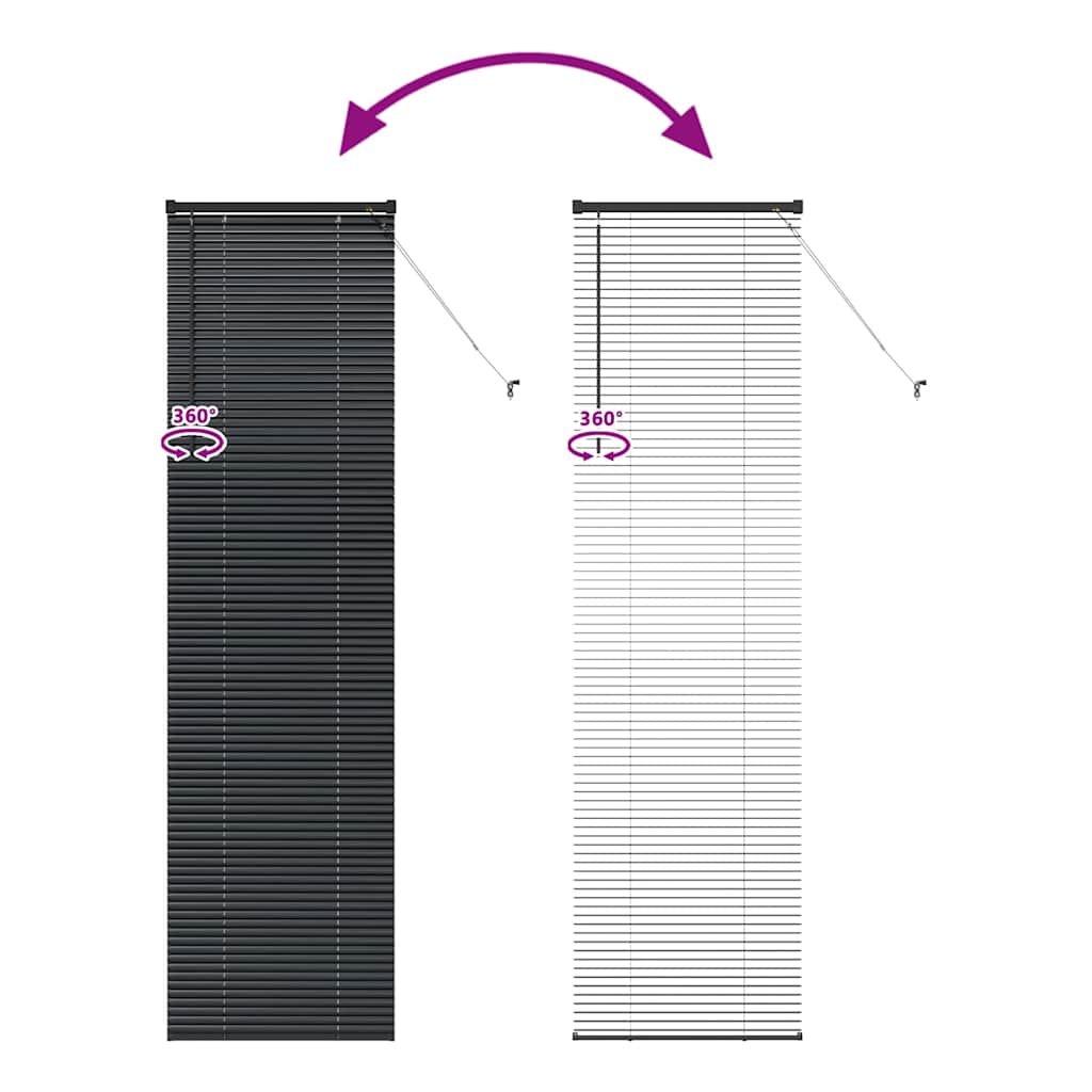 Venetian Blinds Height Adjustable Black 220 x 55 cm Aluminium