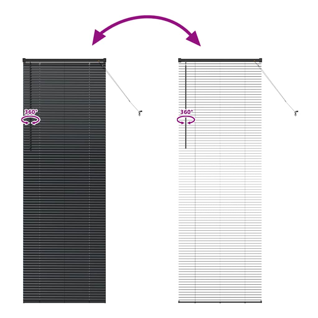 Venetian Blinds Height Adjustable Black 220 x 80 cm Aluminium
