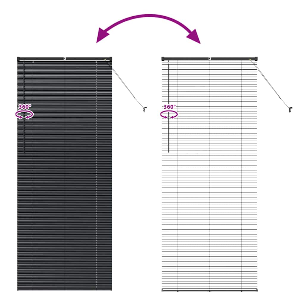 Venetian Blinds Height Adjustable Black 220 x 95 cm Aluminium