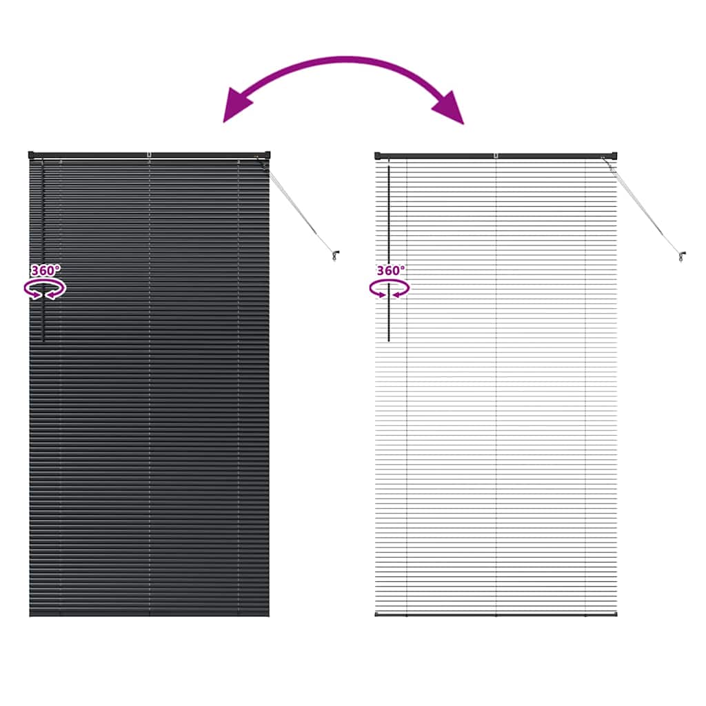 Venetian Blinds Height Adjustable Black 220 x 115 cm Aluminium