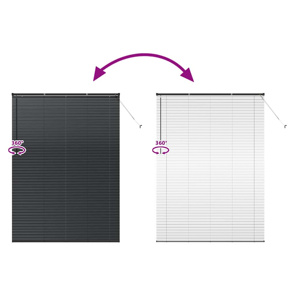 Venetian Blinds Height Adjustable Black 220 x 155 cm Aluminium