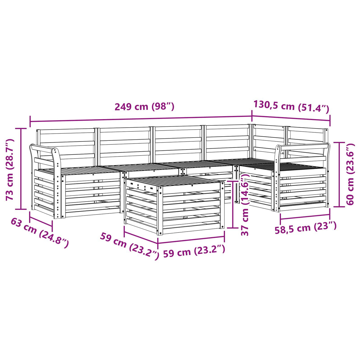 Outdoor Sofa Set 6 pcs Natural Polyester