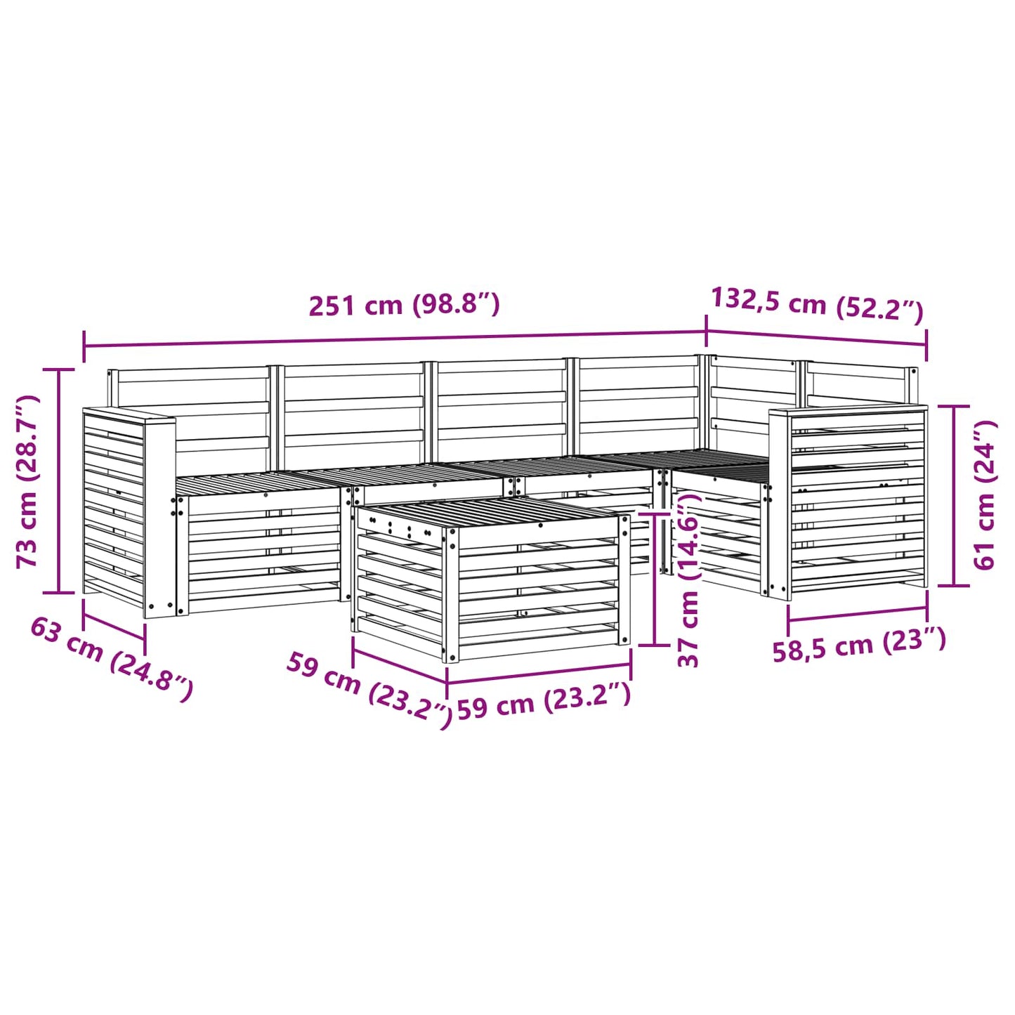 Outdoor Sofa Set 6 pcs Natural Polyester