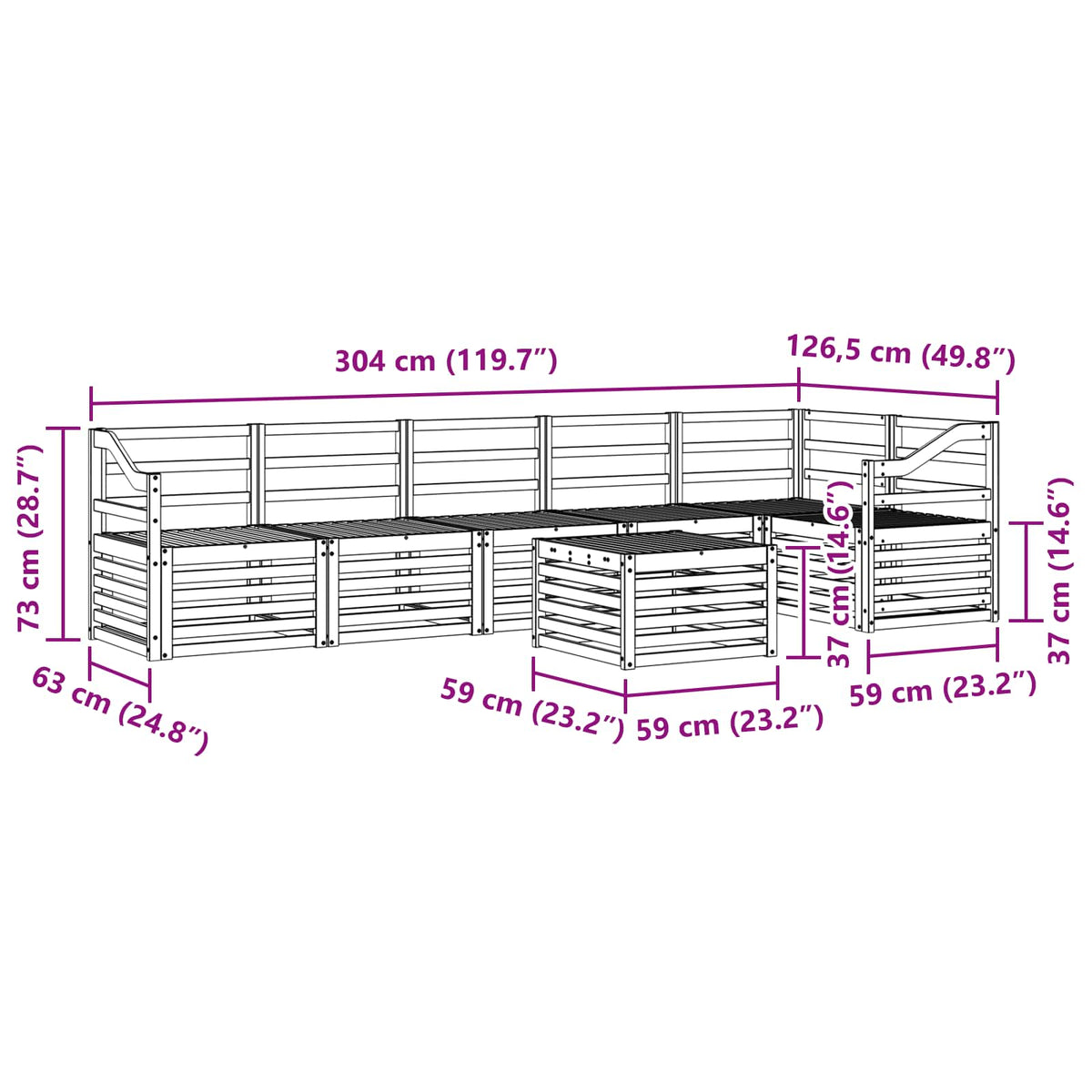 Outdoor Sofa Set 7 pcs Natural Polyester