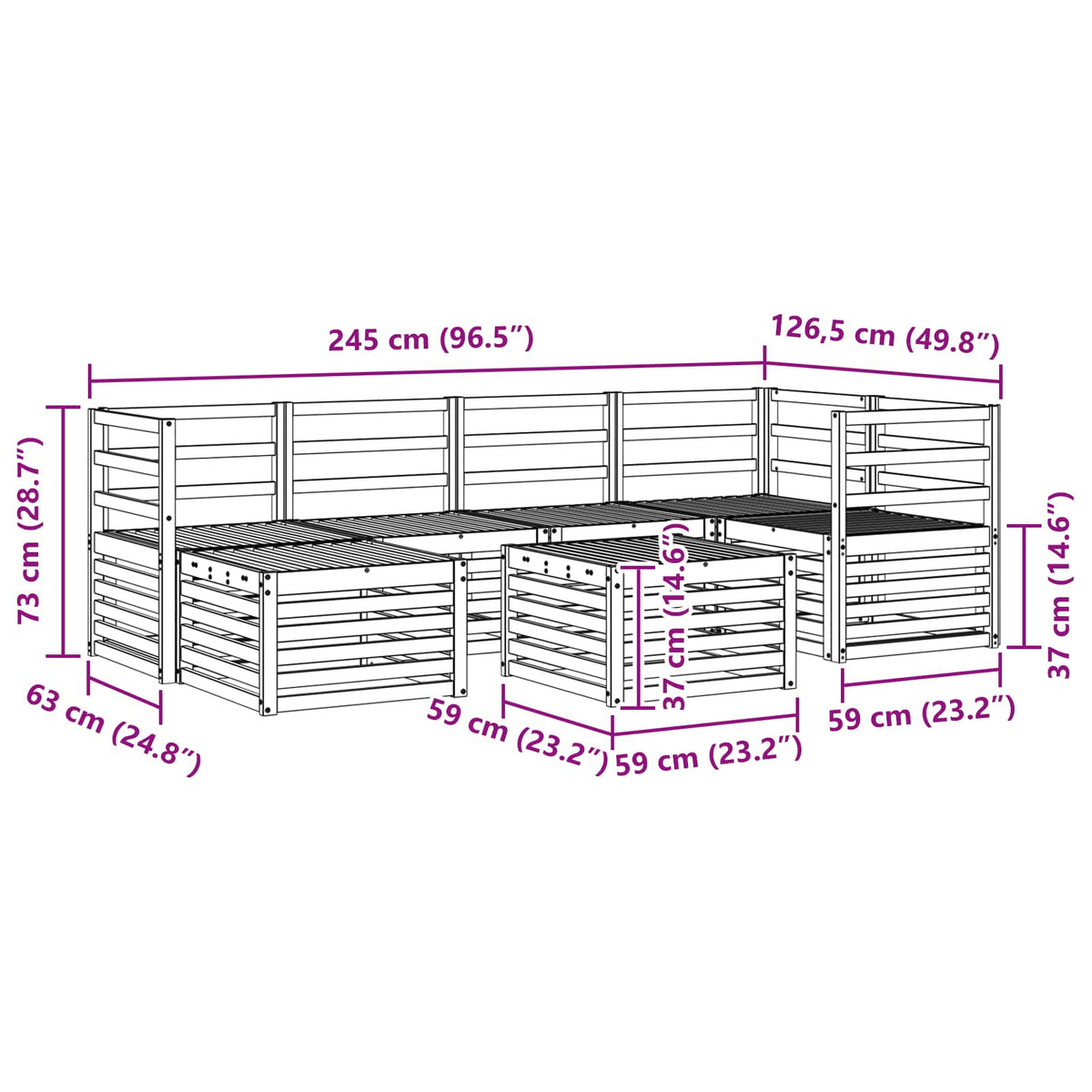 Outdoor Sofa Set 7 pcs Natural Polyester