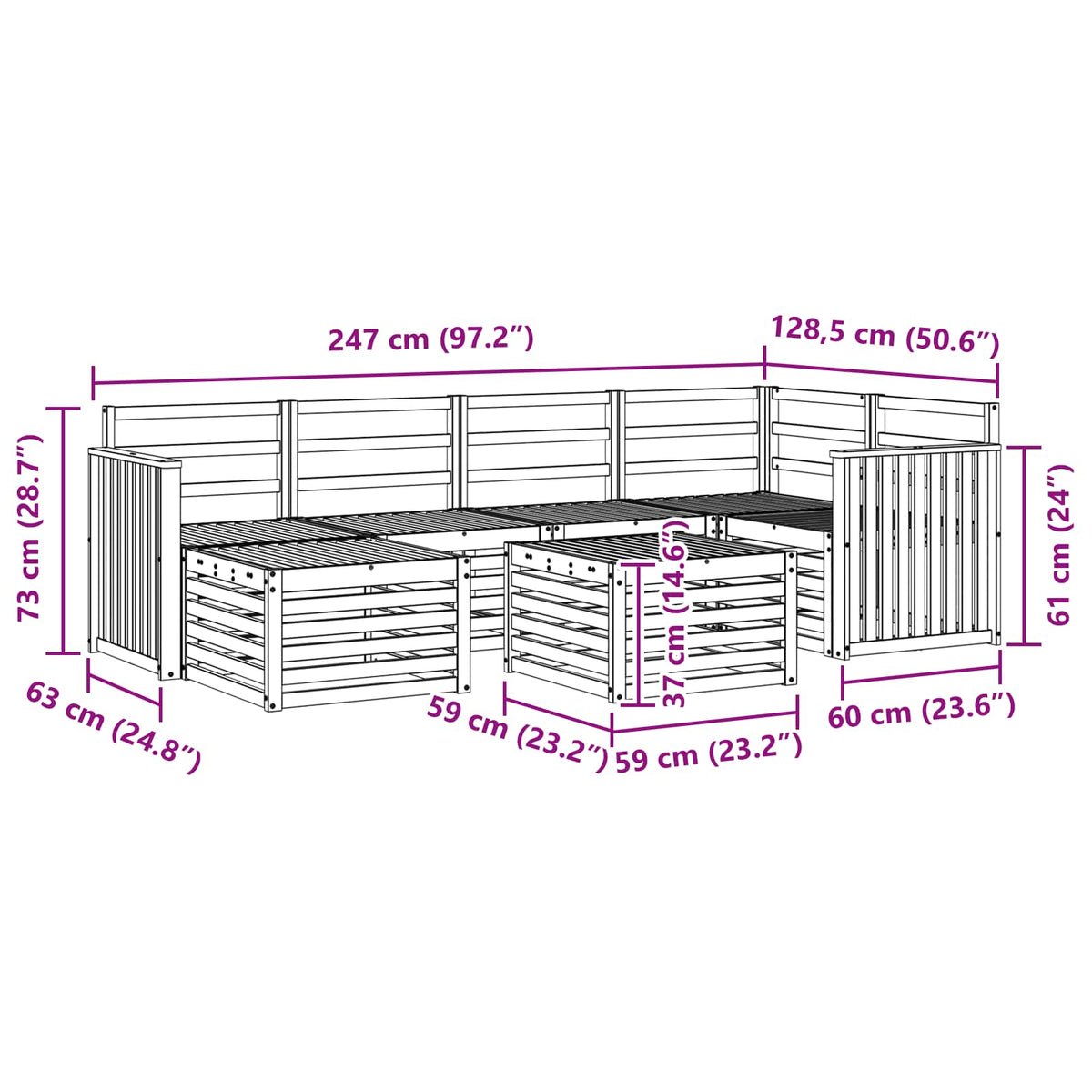 Outdoor Sofa Set 7 pcs Natural Polyester