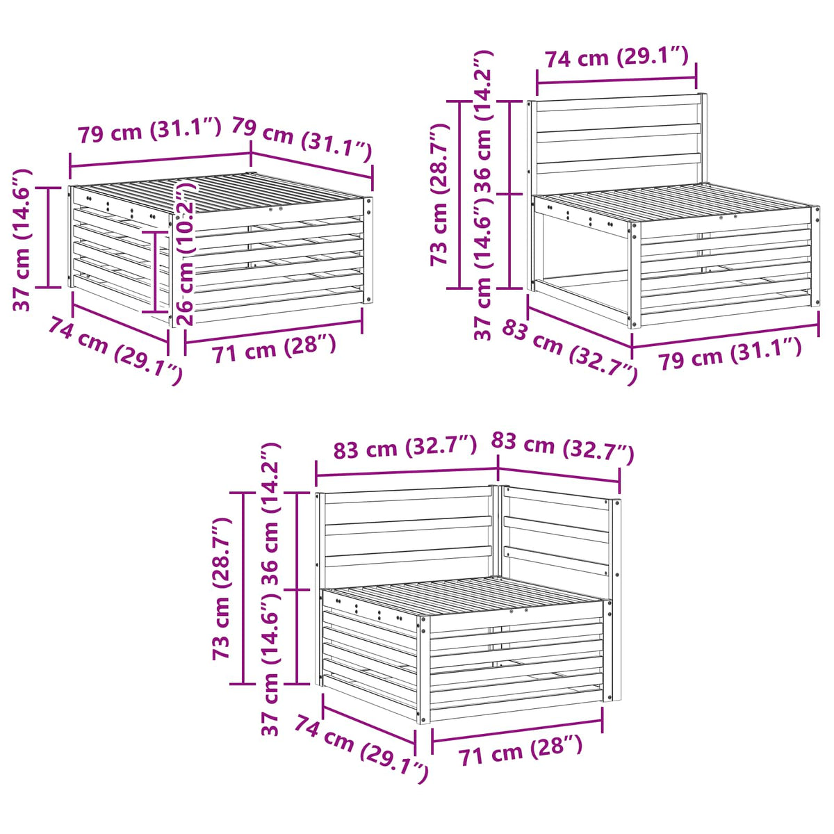 Outdoor Sofa Set 6 pcs Natural