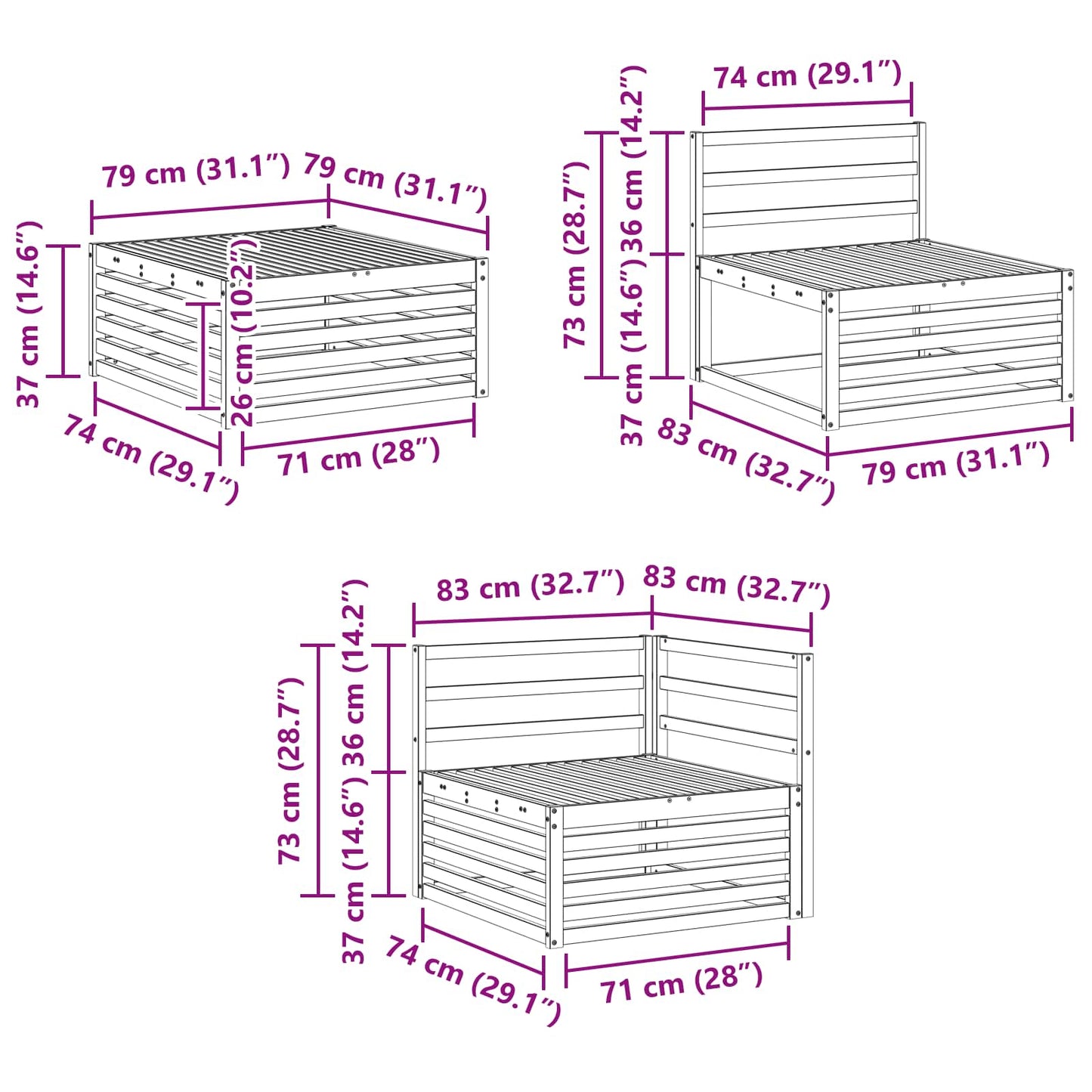 Outdoor Sofa Set 7 pcs Natural