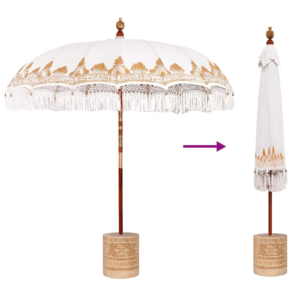 Balinese Parasol with Base Ø 210-220 cm Cream