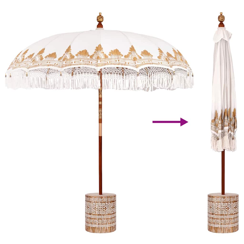 Balinese Parasol with Base Ø 210-220 cm Cream