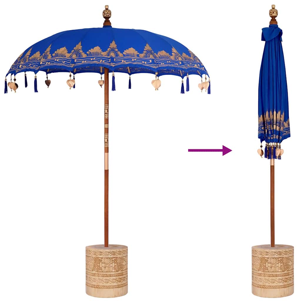 Balinese Parasol Blue 180-190 cm Cotton and solid wood