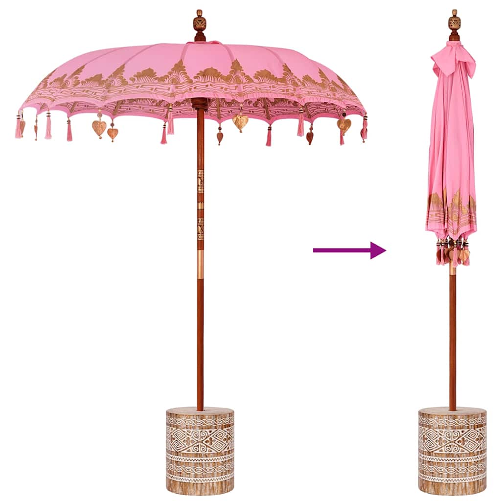 Balinese Parasol with Base Ø 180-190 cm Pink