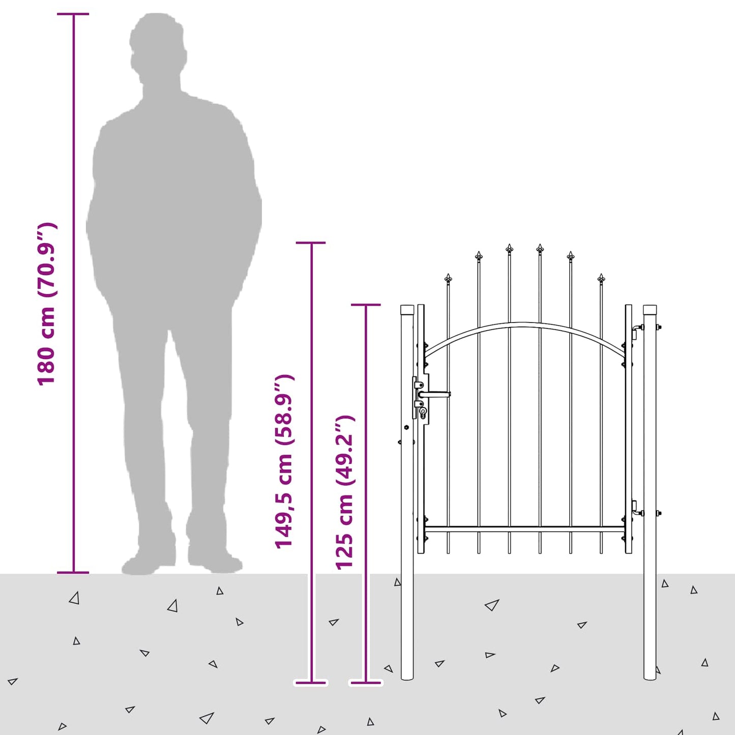 Garden Gate with Lock Woerden Grey 100 x 100 cm Steel