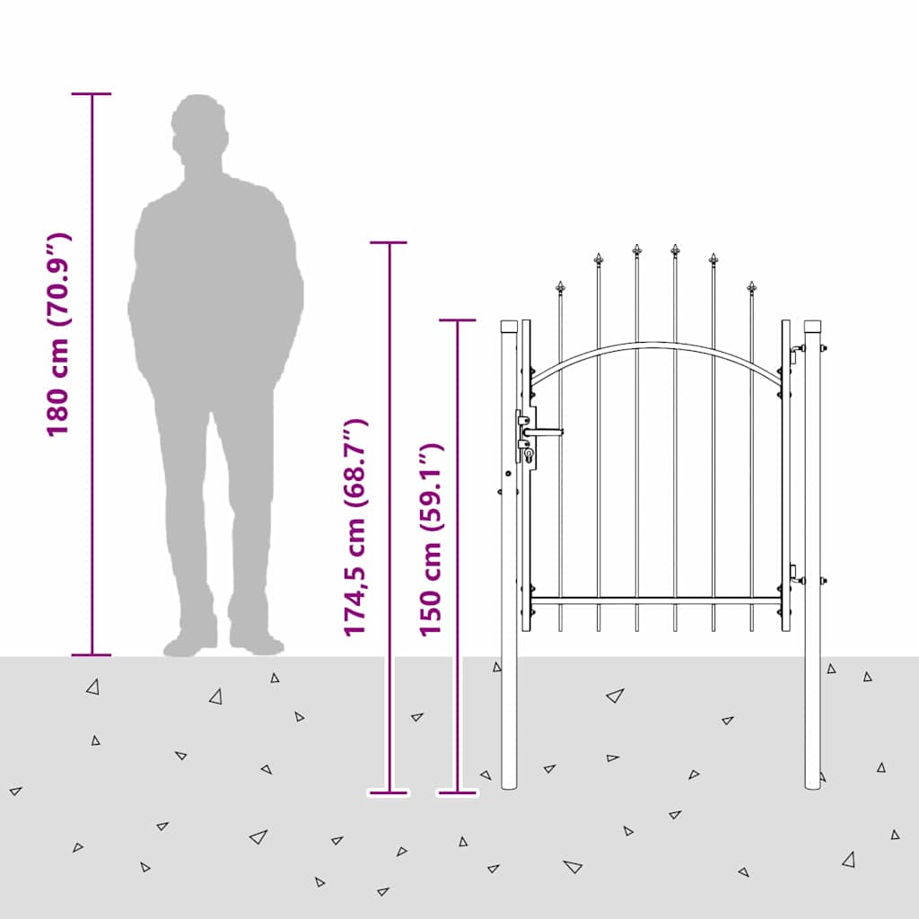 Garden Gate with Lock Woerden Grey 125 x 100 cm Steel
