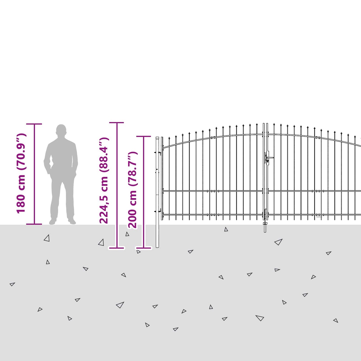 Garden Gate with Lock Woerden Grey 100 x 400 cm Steel