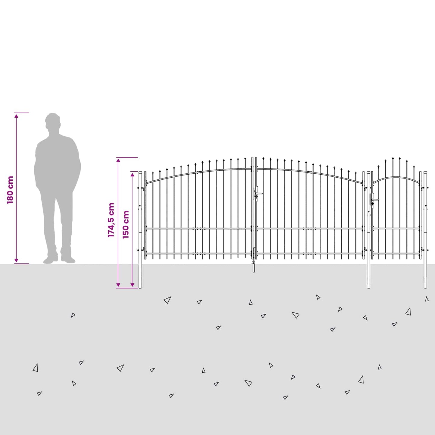 Garden Gate with Lock Woerden Grey 125 x 400 cm Steel