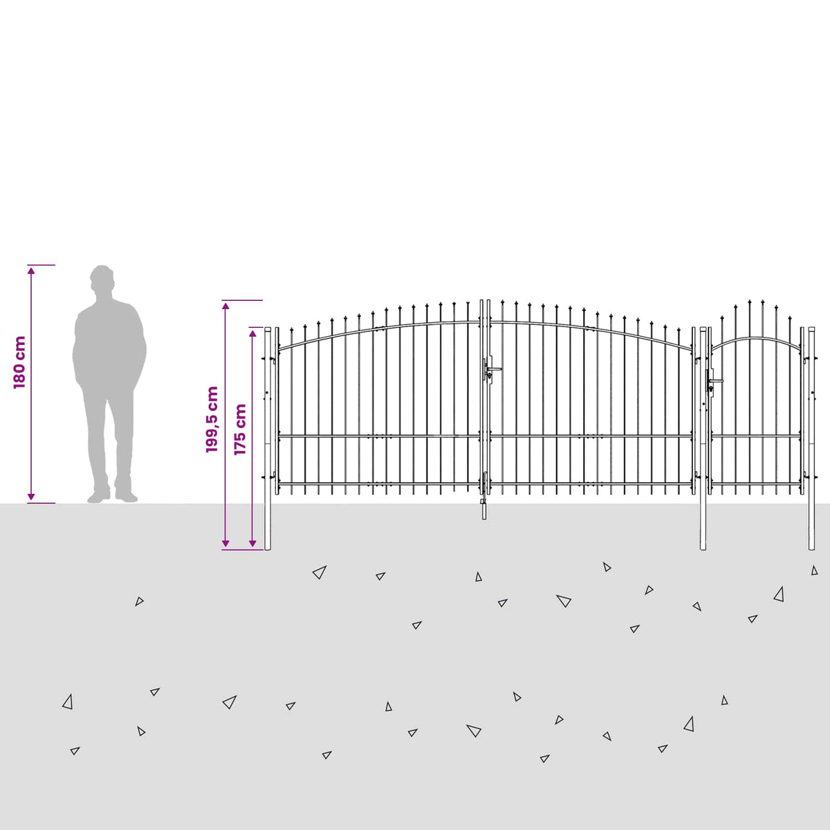 Garden Gate WOERDEN 150 x 400 cm Lockable Steel Grey