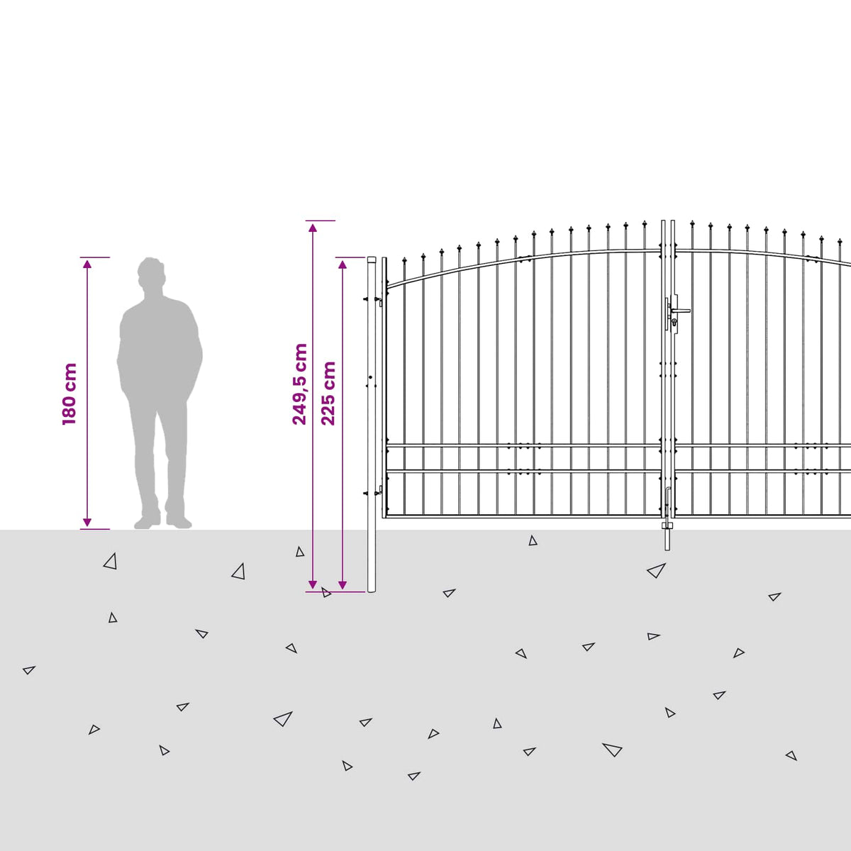 Garden Gate WOERDEN 200 x 400 cm Lockable Steel Grey