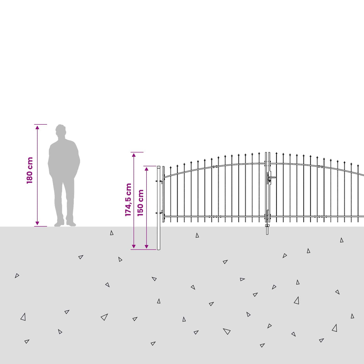 Garden Gate WOERDEN 125 x 500 cm Lockable Steel Grey