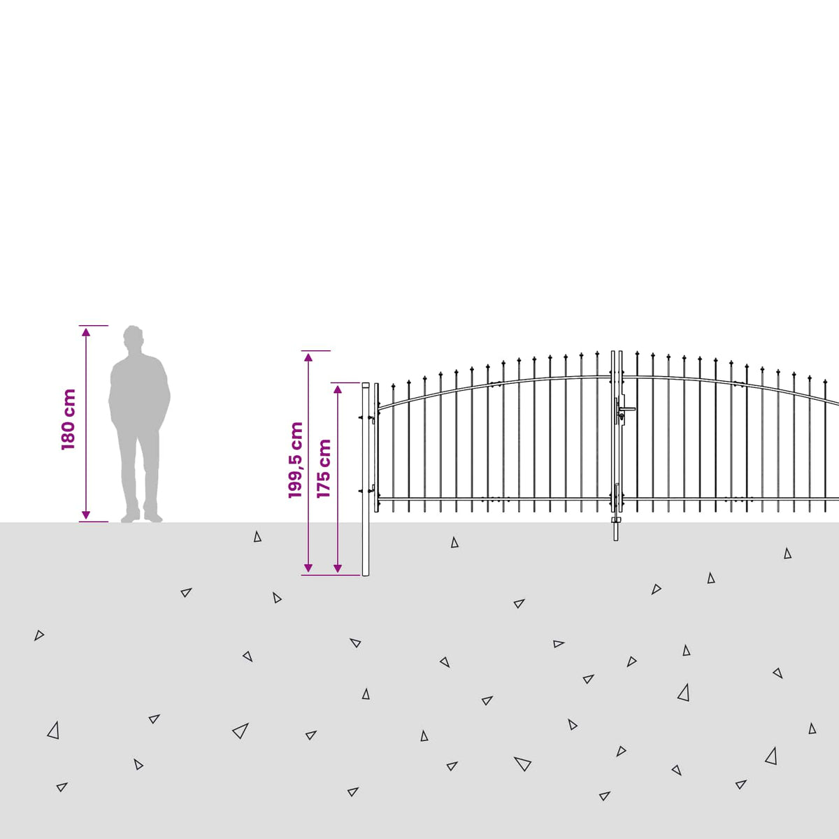 Garden Gate WOERDEN 150 x 500 cm Lockable Steel Grey